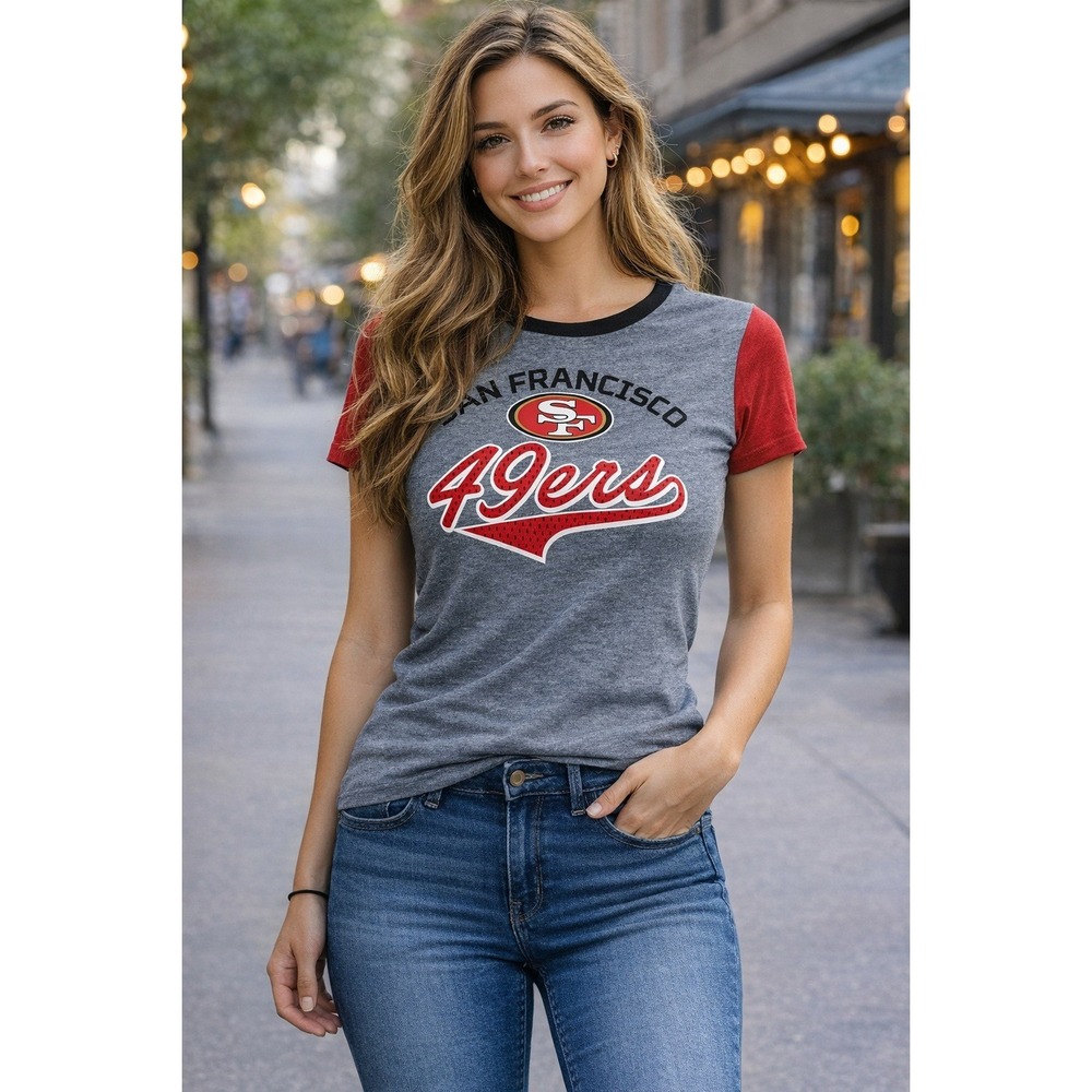 San Francisco 49ers Womens Small Gray Red Short Sleeve NFL Graphic‎ T-Shirt NEW